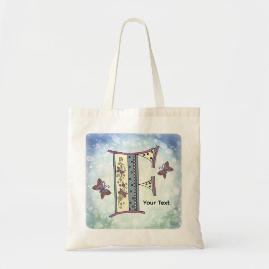 florales Monogramm F Tragetasche (Vorne)