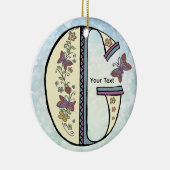 florales Monogramm G Keramik Ornament (Rechts)