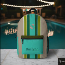 Florales Monogramm gestreiftes Rucksack Türkis Nam