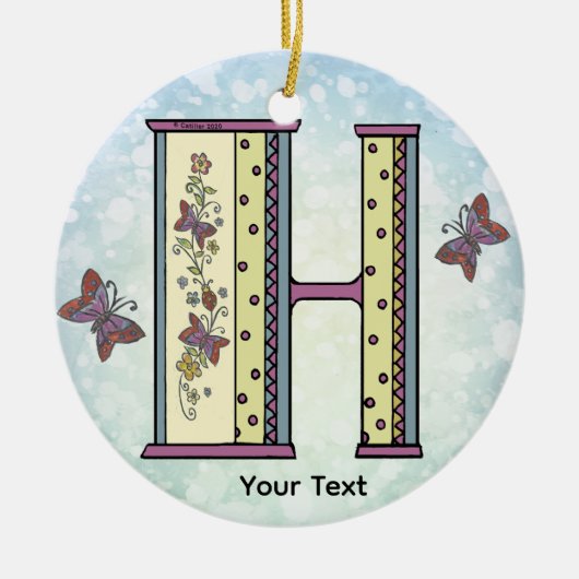 florales Monogramm H Keramik Ornament (Vorne)