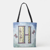 florales Monogramm H Tasche (Rückseite)