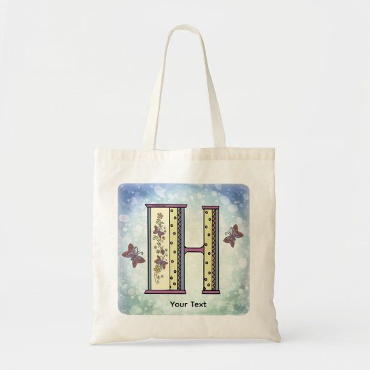 florales Monogramm H Tragetasche (Vorne)