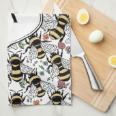 Florales Monogramm Hummel Geschirrtuch (Viertel Falte)