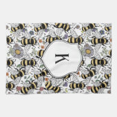 Florales Monogramm Hummel Geschirrtuch (Horizontal)