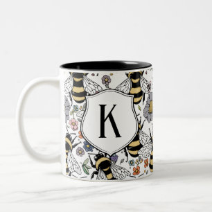 Florales Monogramm Hummel  Zweifarbige Tasse