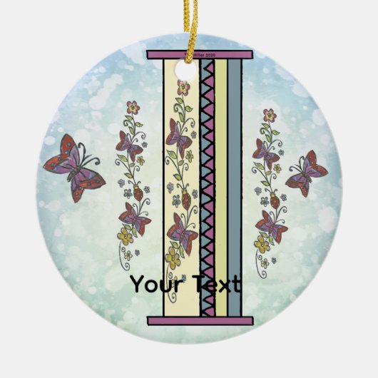 florales Monogramm I Keramik Ornament (Vorne)