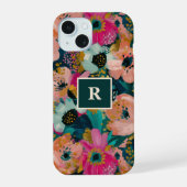 Florales Monogramm iPhone 15 Hülle (Rückseite)