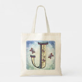 florales Monogramm J Tragetasche (Rückseite)