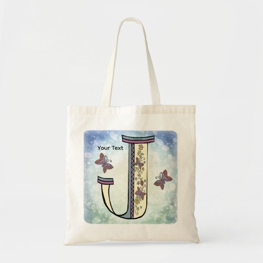 florales Monogramm J Tragetasche (Vorne)