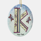 florales Monogramm K Keramik Ornament (Rechts)