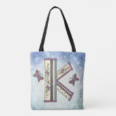 florales Monogramm K Tasche (Rückseite)