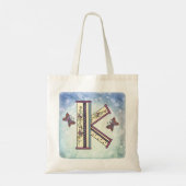 florales Monogramm K Tragetasche (Rückseite)