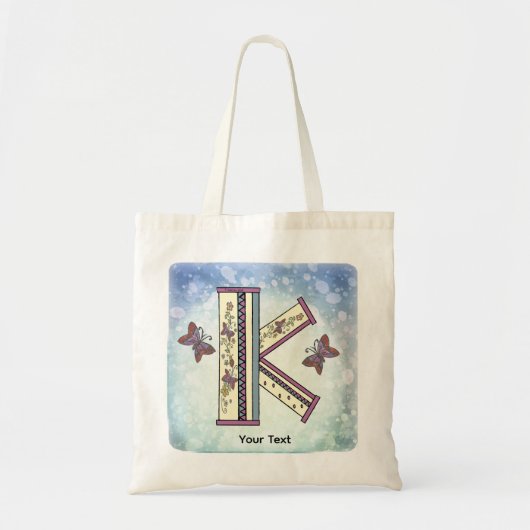florales Monogramm K Tragetasche (Vorne)