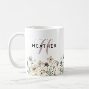Florales Monogramm Kaffeetasse