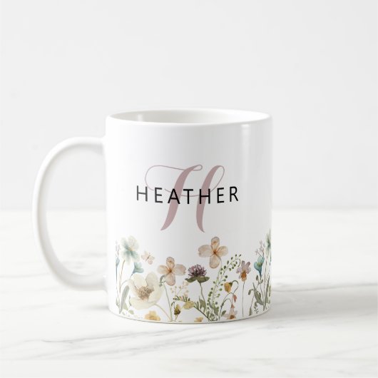 Florales Monogramm Kaffeetasse (Links)