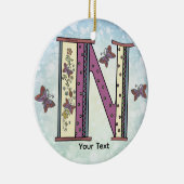 florales Monogramm N Keramik Ornament (Rechts)