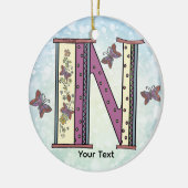 florales Monogramm N Keramik Ornament (Links)