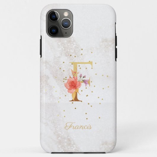 Florales Monogramm Namensinitial F Buchstabe perso Case-Mate iPhone Hülle (Rückseite)
