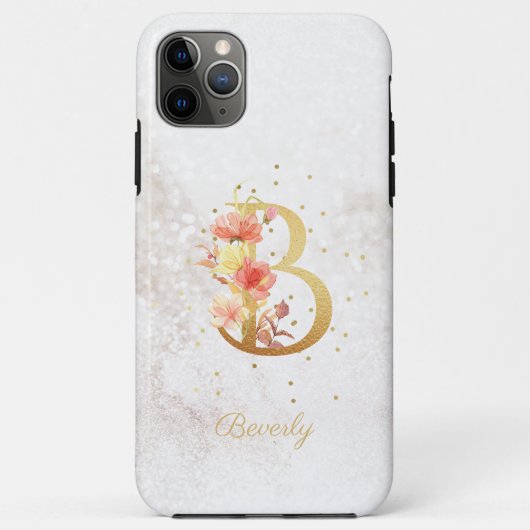 Florales Monogramm Namensinitiale B Buchstabe pers Case-Mate iPhone Hülle (Rückseite)