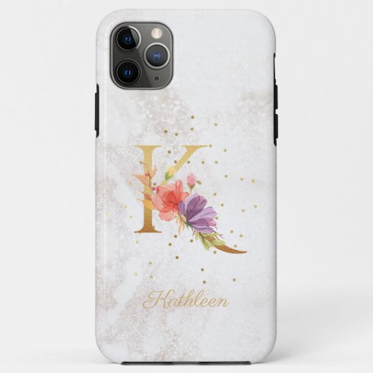 Florales Monogramm Namensinitiale K Buchstabe pers Case-Mate iPhone Hülle (Rückseite)