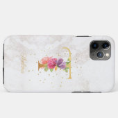 Florales Monogramm Namensinitiale T Buchstabe pers Case-Mate iPhone Hülle (Rückseite (Horizontal))