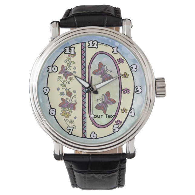 florales Monogramm O Armbanduhr (Vorderseite)