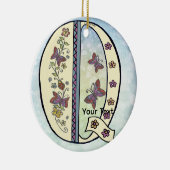 florales Monogramm Q Keramik Ornament (Rechts)