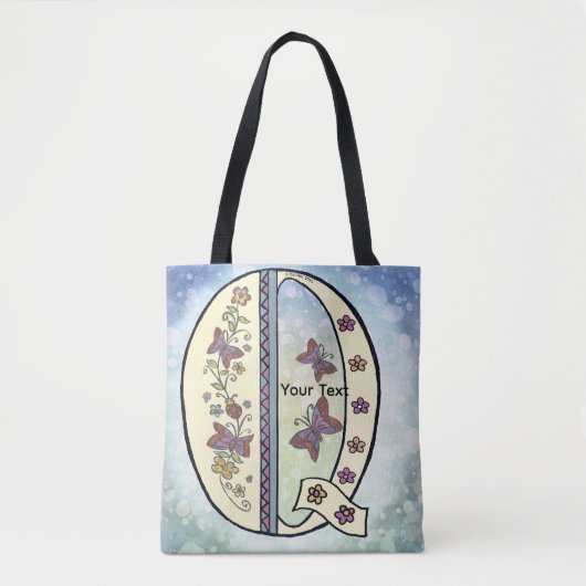florales Monogramm Q Tasche (Vorderseite)