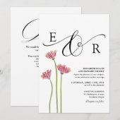 Florales Monogramm QR-Code Schwarz-Weiß-Hochzeit Einladung (Vorne/Hinten)