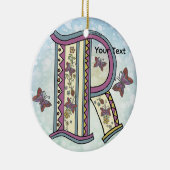 florales Monogramm R Keramik Ornament (Rechts)