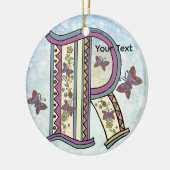 florales Monogramm R Keramik Ornament (Links)