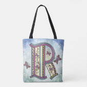 florales Monogramm R Tasche (Rückseite)