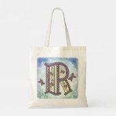 florales Monogramm R Tragetasche (Rückseite)