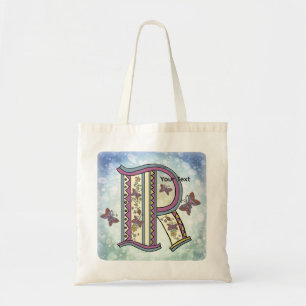 florales Monogramm R Tragetasche