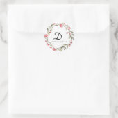 Florales Monogramm Runder Aufkleber (Tasche)