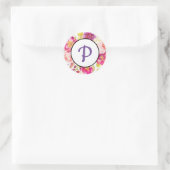 Florales Monogramm Runder Aufkleber (Tasche)