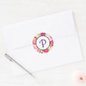 Florales Monogramm Runder Aufkleber (Umschlag)
