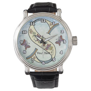 florales Monogramm S Armbanduhr