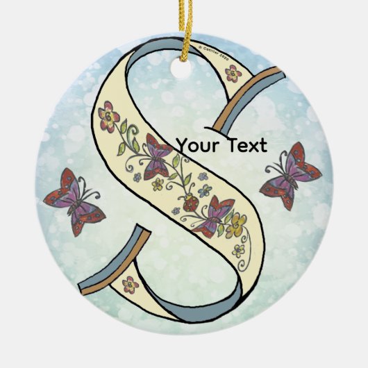 florales Monogramm S Keramik Ornament (Vorne)