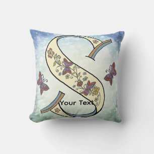 florales Monogramm S Kissen