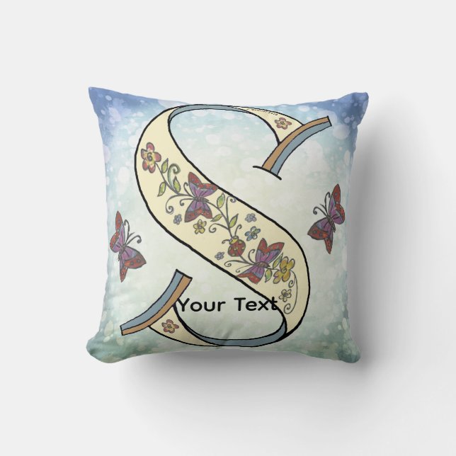 florales Monogramm S Kissen (Vorderseite)