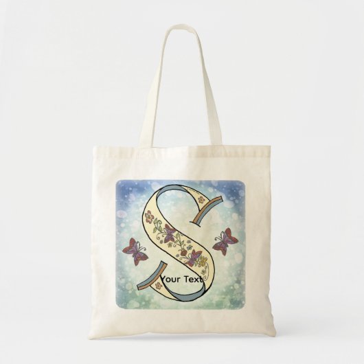 florales Monogramm S Tragetasche (Vorne)