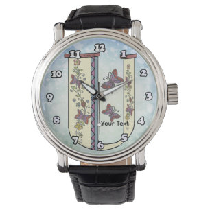 florales Monogramm U Armbanduhr