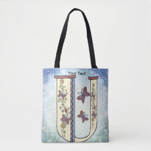 florales Monogramm U Tasche