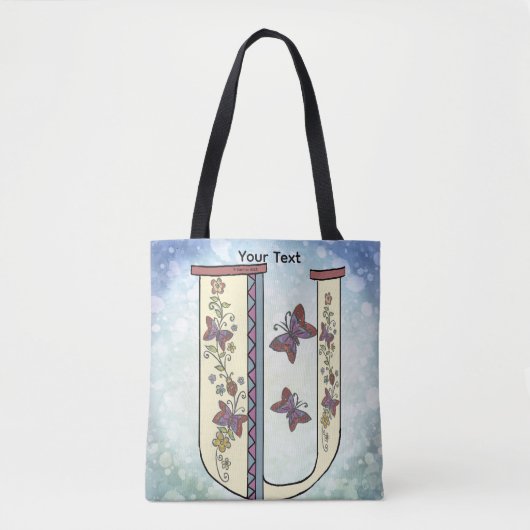 florales Monogramm U Tasche (Vorderseite)