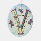 florales Monogramm V Keramik Ornament (Rechts)