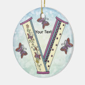 florales Monogramm V Keramik Ornament (Links)