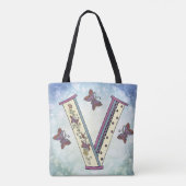 florales Monogramm V Tasche (Rückseite)