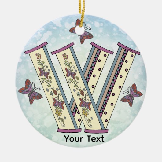 florales Monogramm W Keramik Ornament (Vorne)