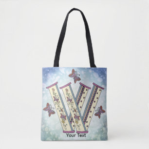 florales Monogramm W Tasche